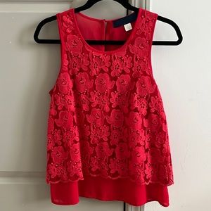 Georgia Red Floral Sleeveless Blouse. Size S.